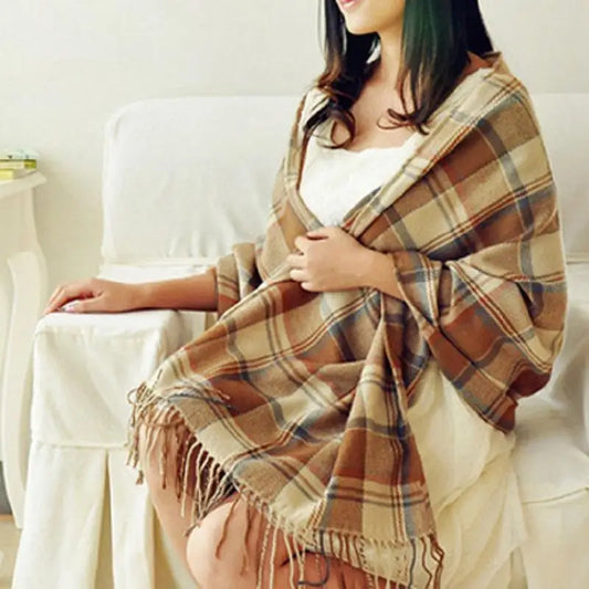Warm Plaid Winter Scarf Soft Cashmere Feel - Halri