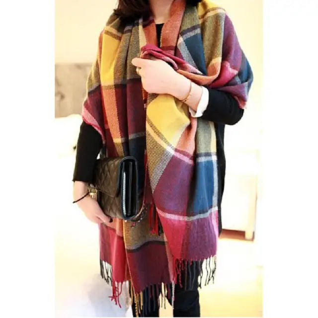 Warm Plaid Winter Scarf Soft Cashmere Feel