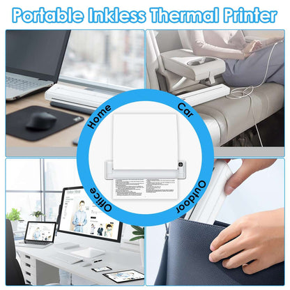 Wireless Bluetooth Inkless A4 Portable Thermal Printer Supports Android, Apple, Windows – Pocket Printer for Mobile Office