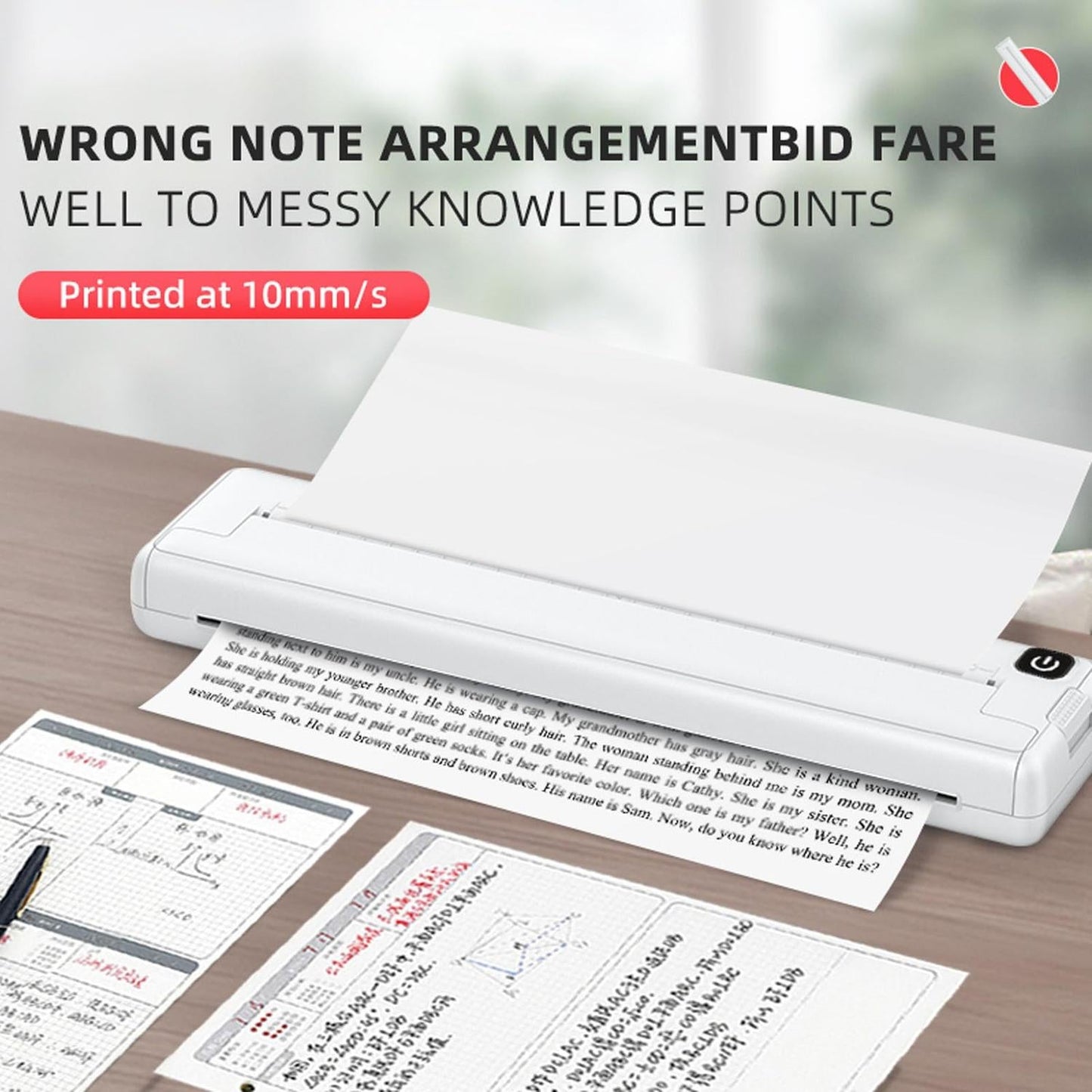 Wireless Bluetooth Inkless A4 Portable Thermal Printer Supports Android, Apple, Windows – Pocket Printer for Mobile Office
