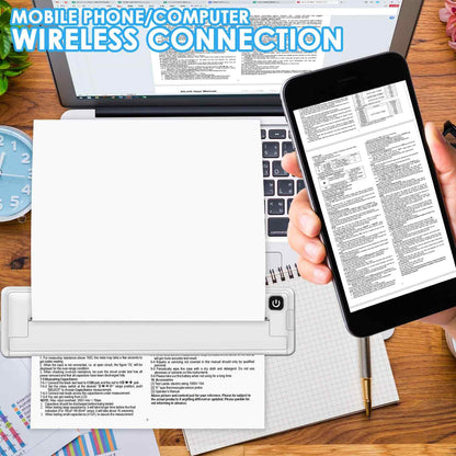 Wireless Bluetooth Inkless A4 Portable Thermal Printer Supports Android, Apple, Windows – Pocket Printer for Mobile Office