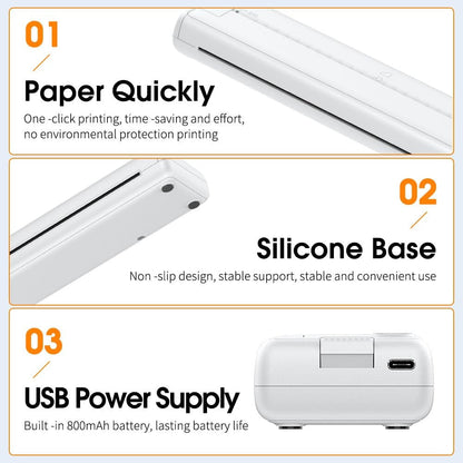 Wireless Bluetooth Inkless A4 Portable Thermal Printer Supports Android, Apple, Windows – Pocket Printer for Mobile Office