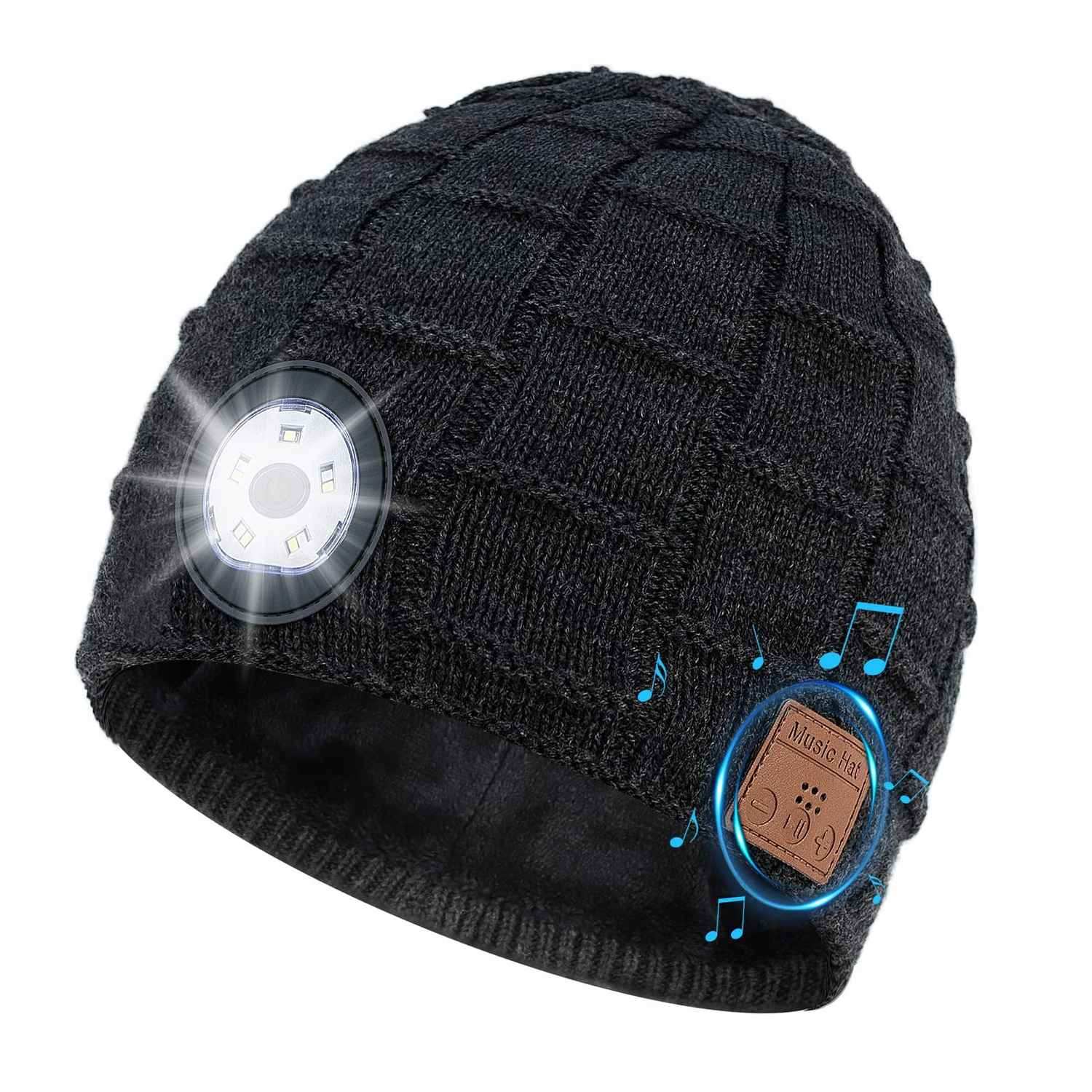 Warm Bluetooth Beanie Headphones with LED Flash Light - Halri
