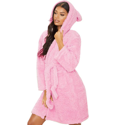 Soft Women's Hooded Bathrobe for Warmth and Relaxation - Halri