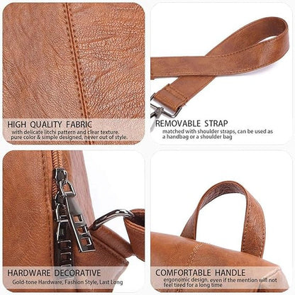 Women’s Composite Cowhide Anti-Theft Backpack with Back Zipper