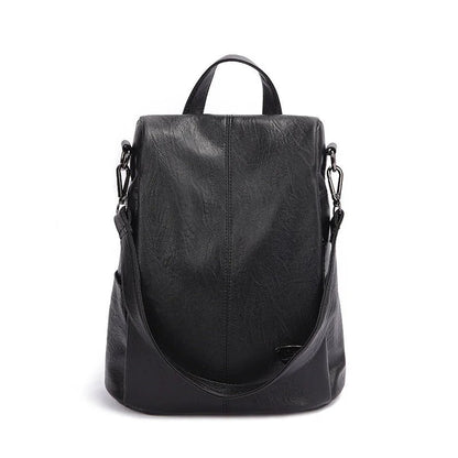 Women’s Composite Cowhide Anti-Theft Backpack with Back Zipper