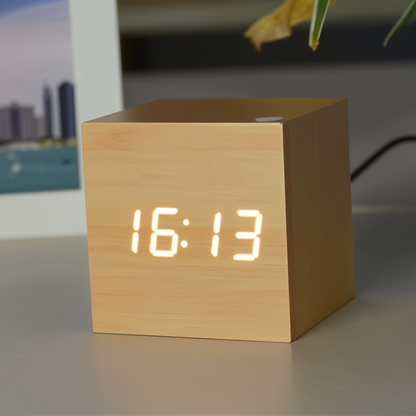 Stylish Wooden Digital LED Wall Clock