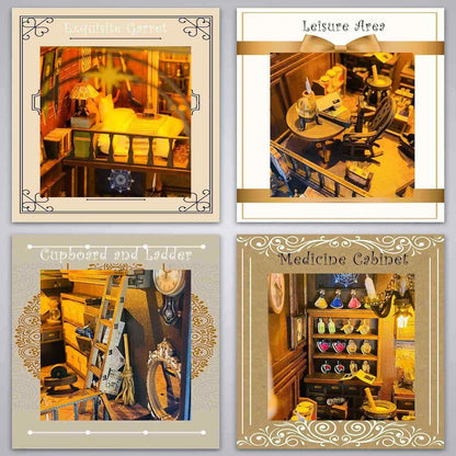 Wooden 3D DIY Book Nook Kit Micro Scene Magic Bookstore Book Stand with LED