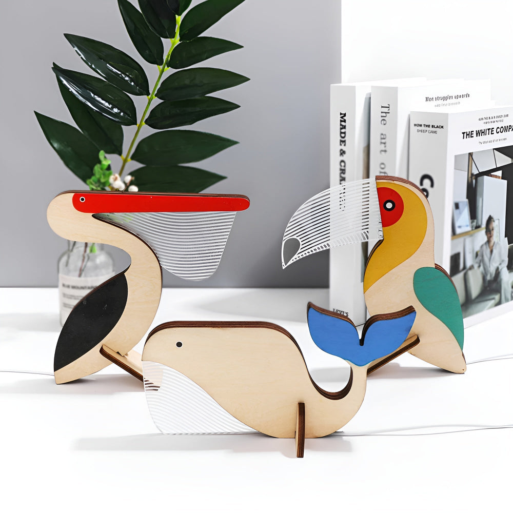 Wooden Animal Table Lamp for Kids – Cute LED Bedroom Lamp with Touch Switch and Soothing Illumination 5
