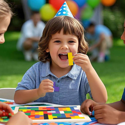 Wooden Puzzle Game with Colorful Shapes, Safe Wooden Material, Perfect Ages 3+