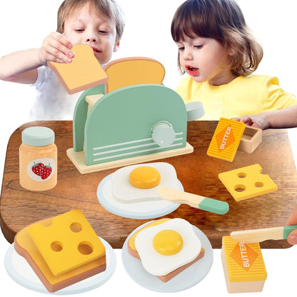 Kids Play Kitchen Toaster Set with Play Food - Halri
