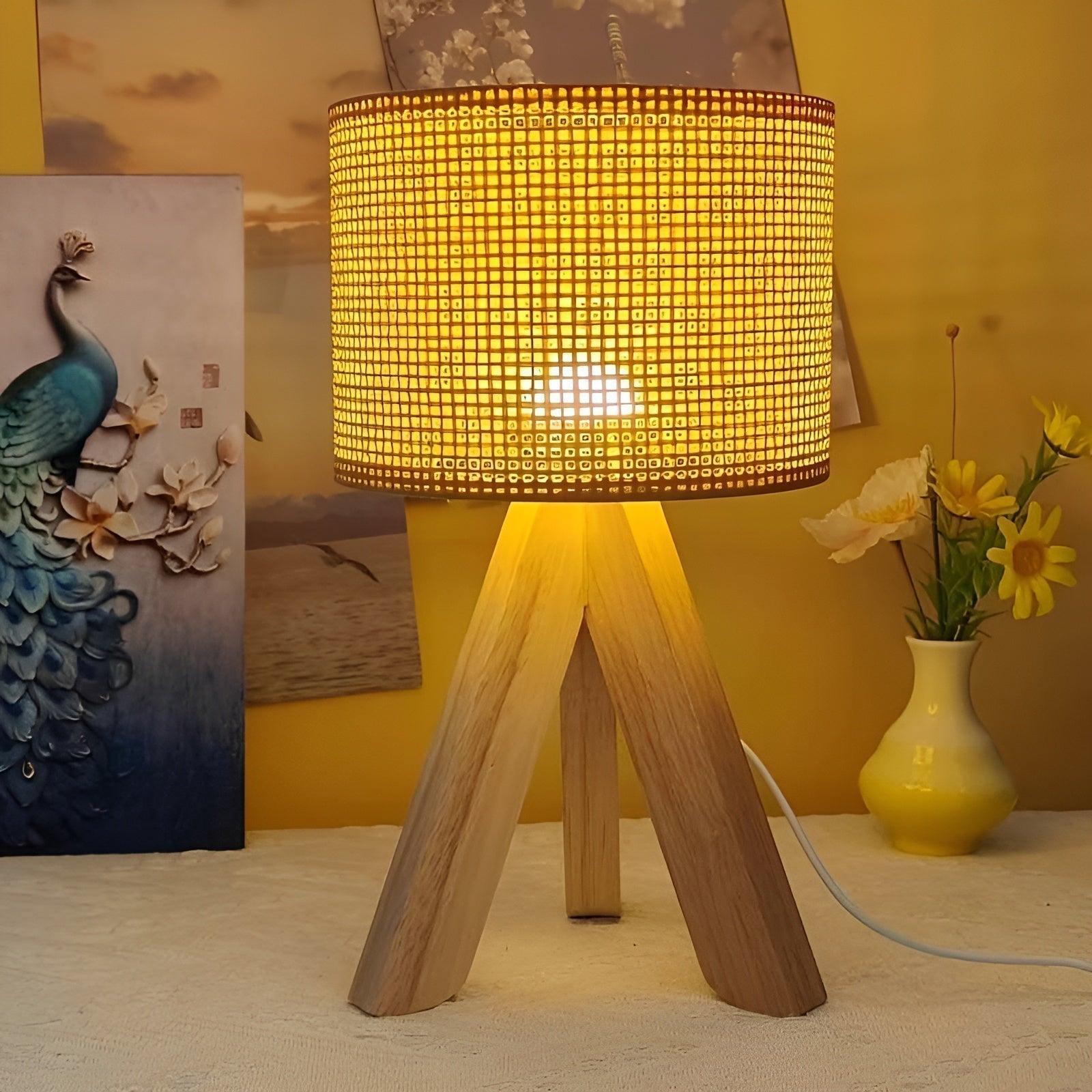Eco Friendly Woven Rattan Table Lamp with USB - Halri