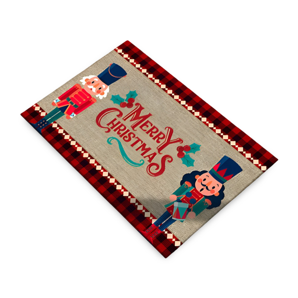 Festive Holiday Welcome Mat with Nutcracker Design