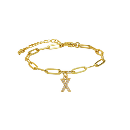 Delicate Initial Paperclip Charm Bracelet