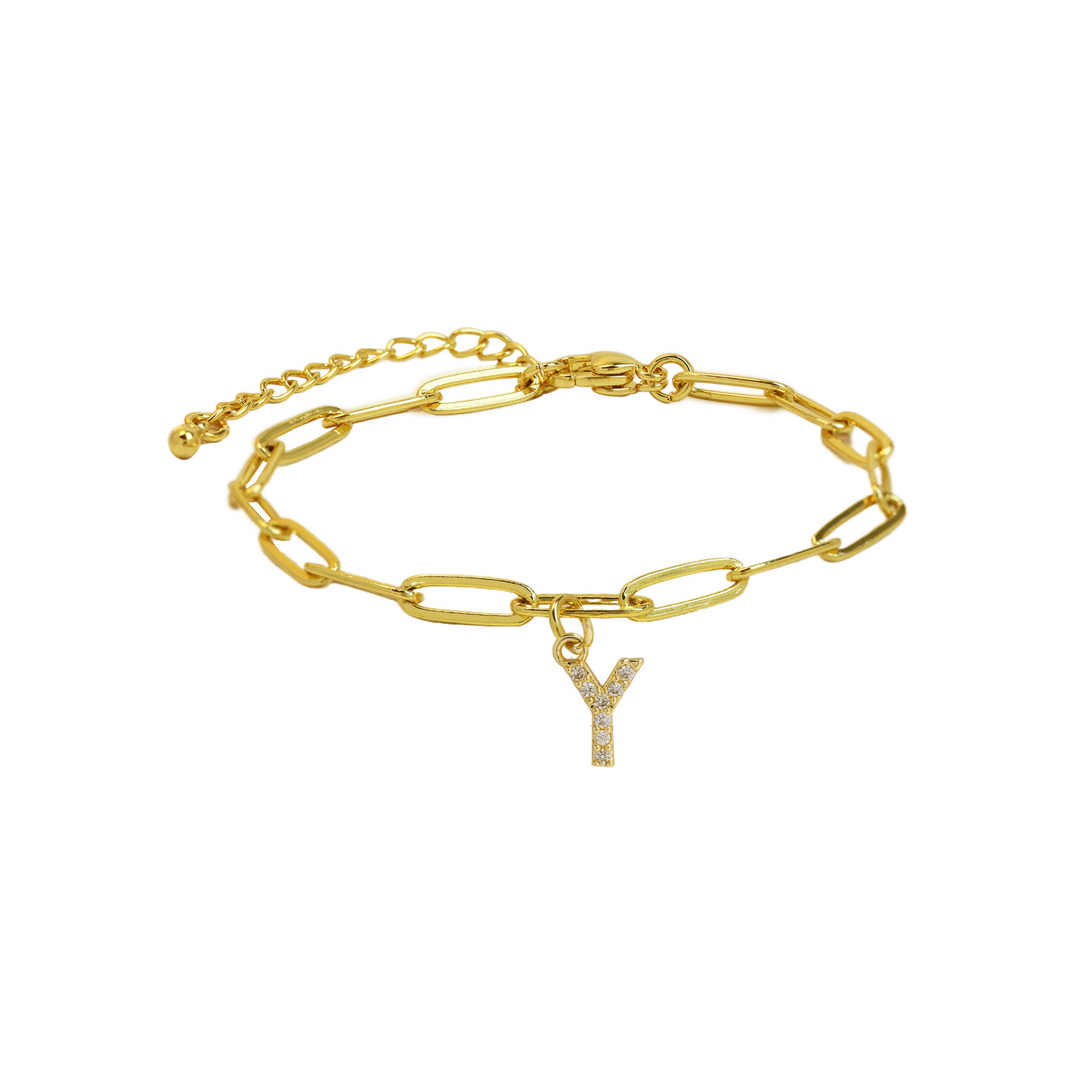 Delicate Initial Paperclip Charm Bracelet