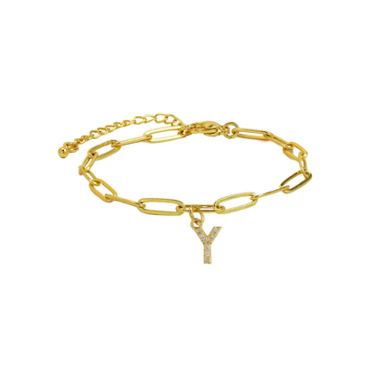 Delicate Initial Paperclip Charm Bracelet