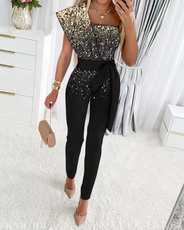 Sequined Off The Shoulder Jumpsuit For Women - Halri