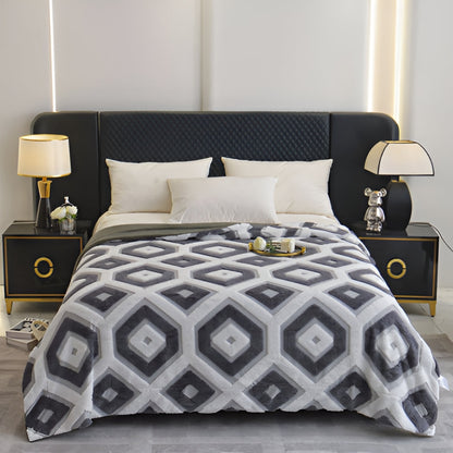 Variant image for Double Layer Geometric Throw Blanket – Soft Cotton-Poly Blend for All-Season Comfort, Machine Washable, Ideal for Beds and Sofas-15