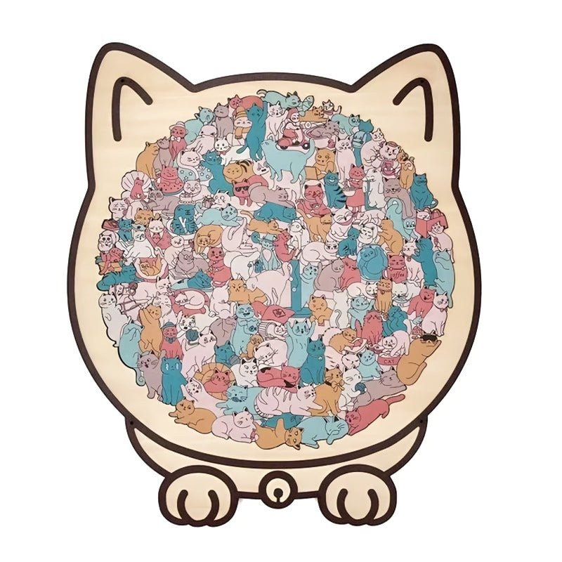 Challenging 135pc Natural Wood Kitty Jigsaw Puzzle