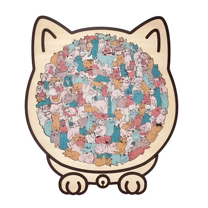 Challenging 135pc Natural Wood Kitty Jigsaw Puzzle