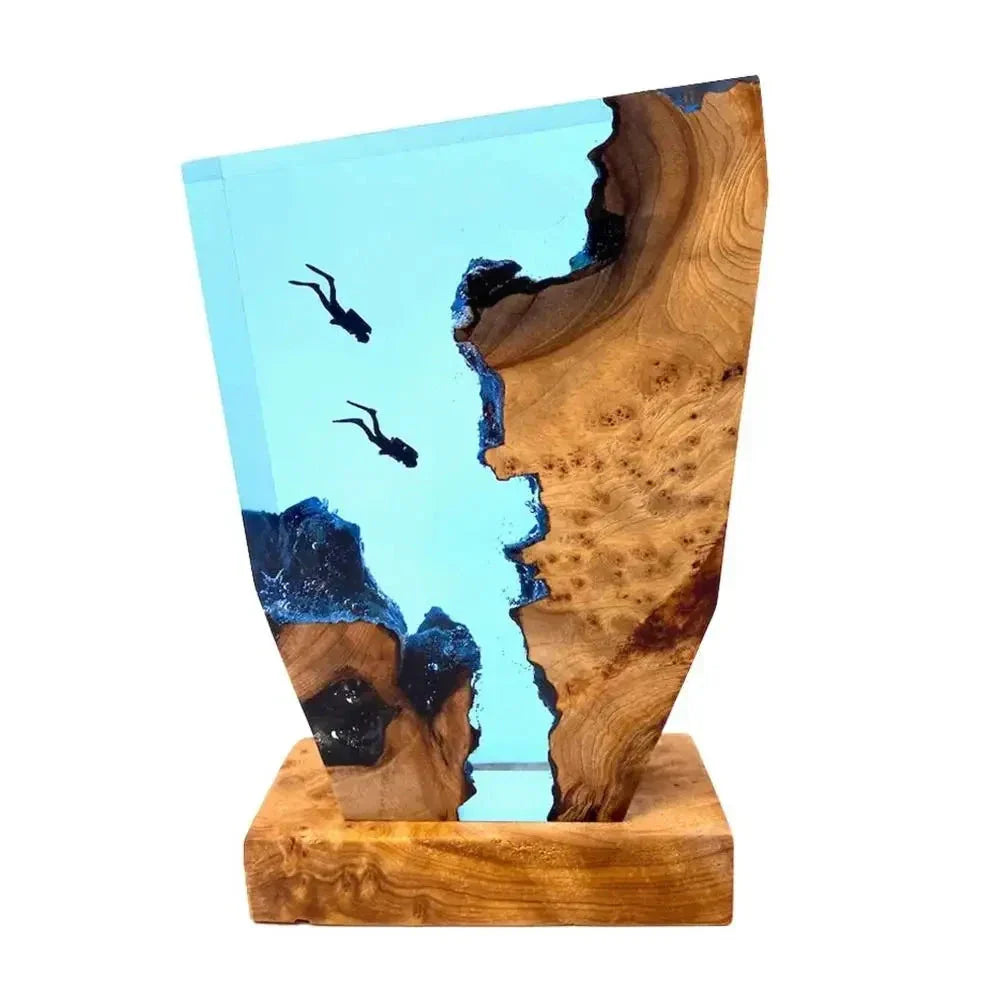 Coastal Style Wooden Table Lamp with Ocean Theme