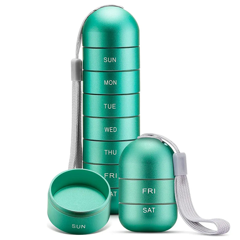 Compact Weekly Pill Box for Travel