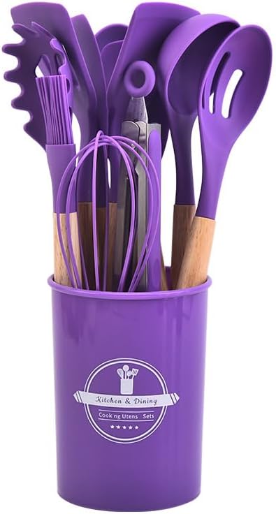 Durable Silicone Kitchen Tool Set with Wooden Handles - Halri