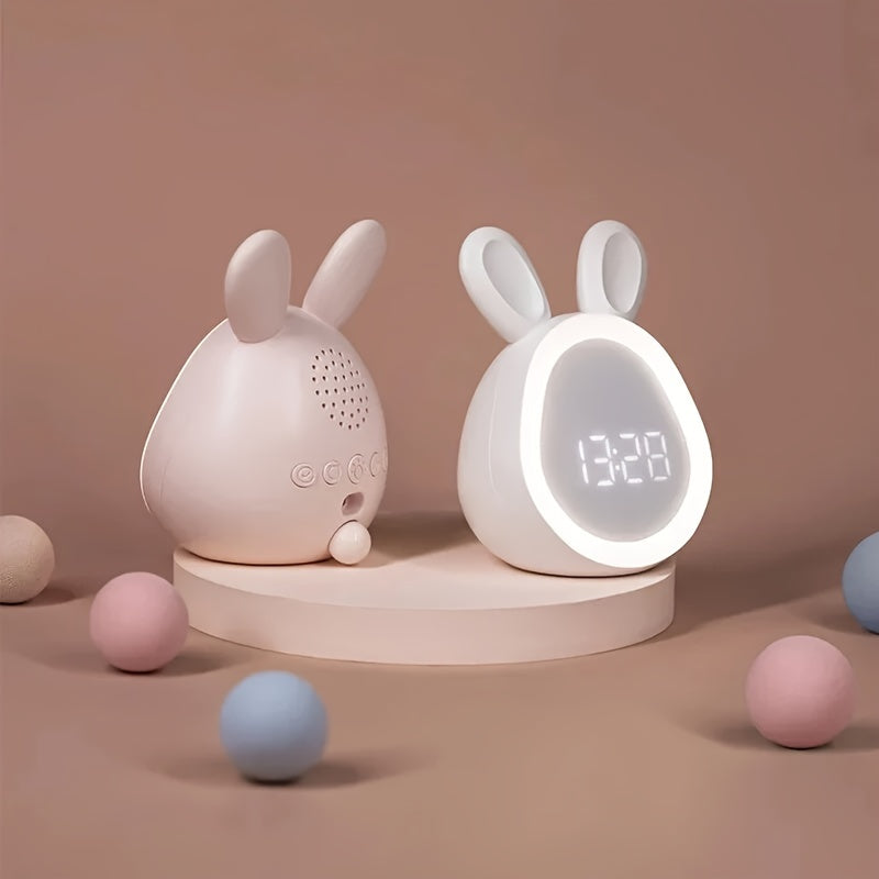 Cute Bunny Clock with LED Nightlight and USB Charging