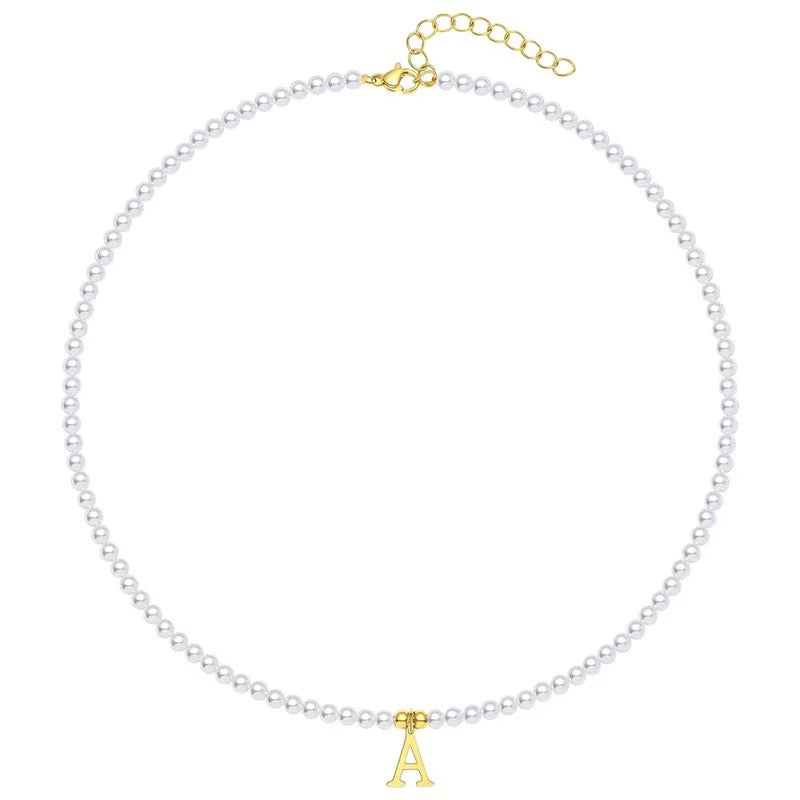 Luxurious Gold Pearl Monogram Necklace - Halri