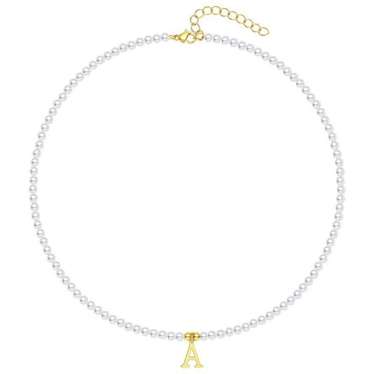 Luxurious Gold Pearl Monogram Necklace - Halri