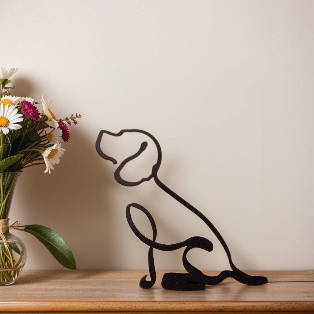 Unique Dog Figurine Modern Art Decor Statue