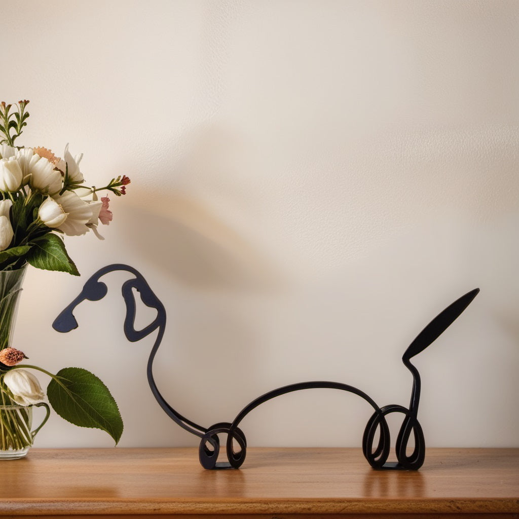 Unique Dog Figurine Modern Art Decor Statue
