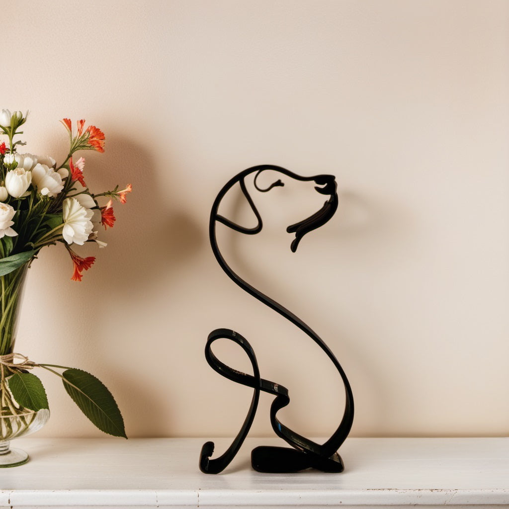 Unique Dog Figurine Modern Art Decor Statue