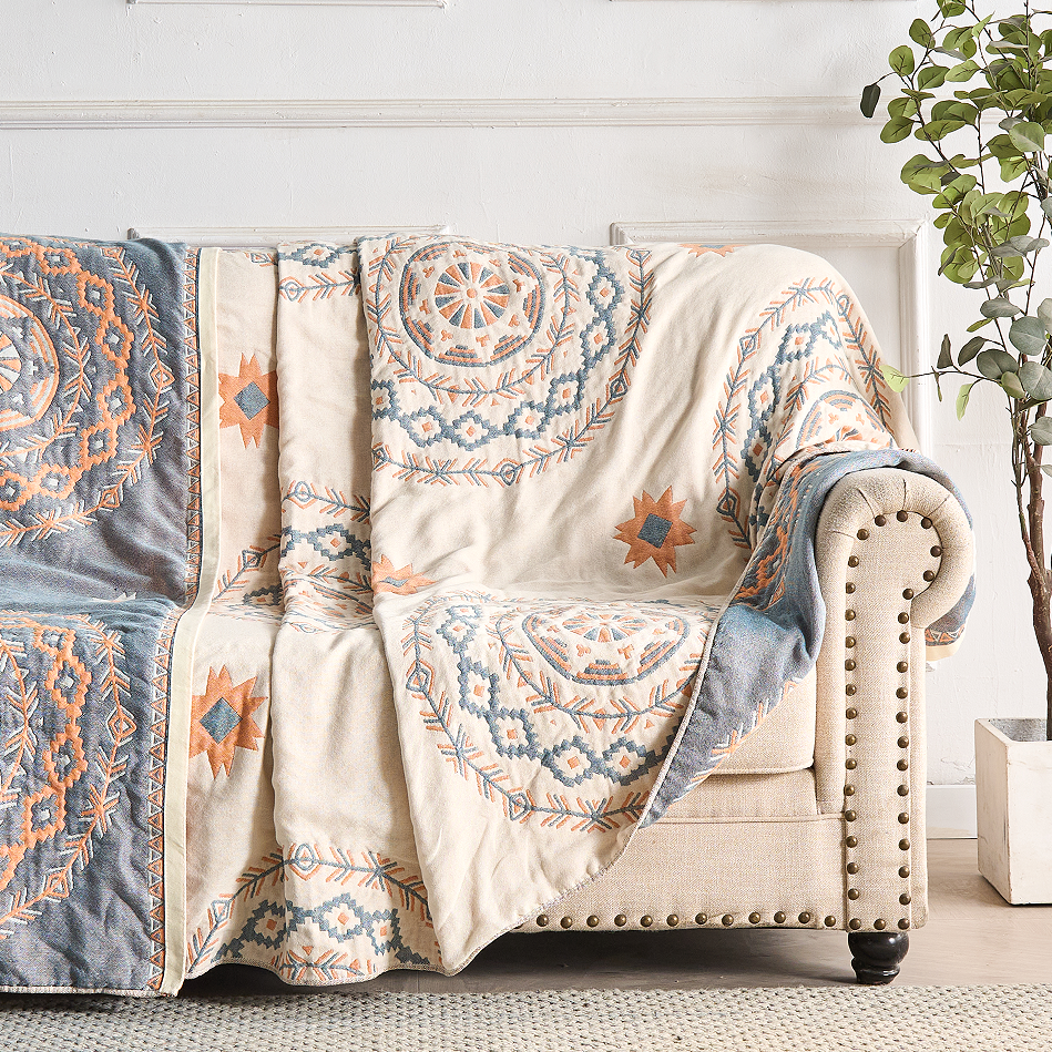 Cozy Boho Chic Throw Blanket with Colorful Pattern