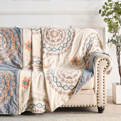 Cozy Boho Chic Throw Blanket with Colorful Pattern