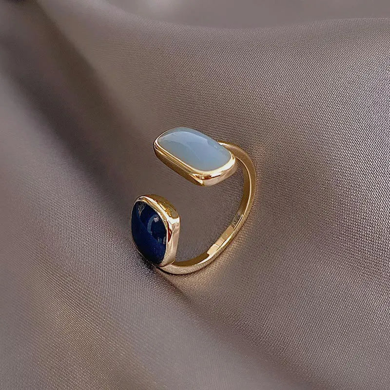 Unique Blue Geometric Stackable Rings