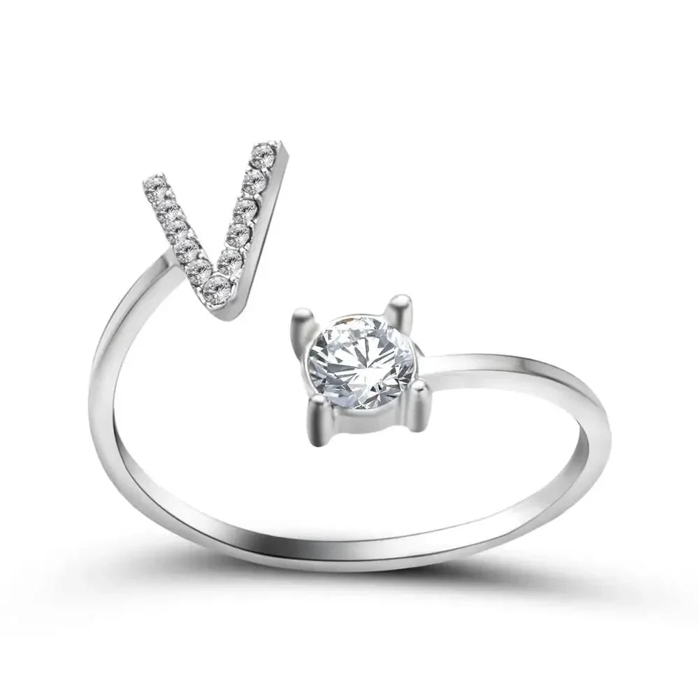 Personalized Delicate Initial Diamond Ring