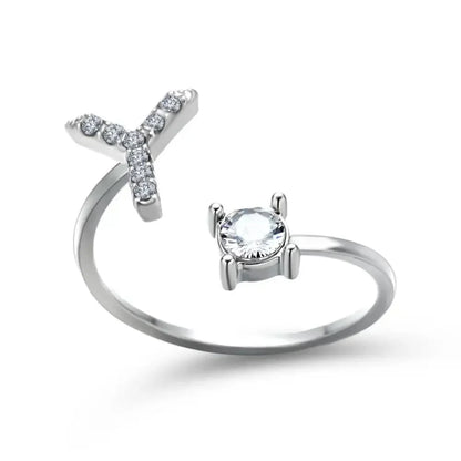 Personalized Delicate Initial Diamond Ring