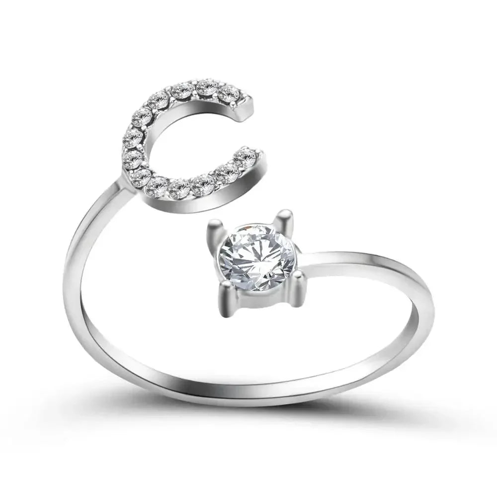 Personalized Delicate Initial Diamond Ring