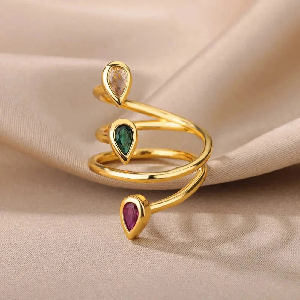 Colorful Adjustable Waterdrop Stackable Rings - Halri