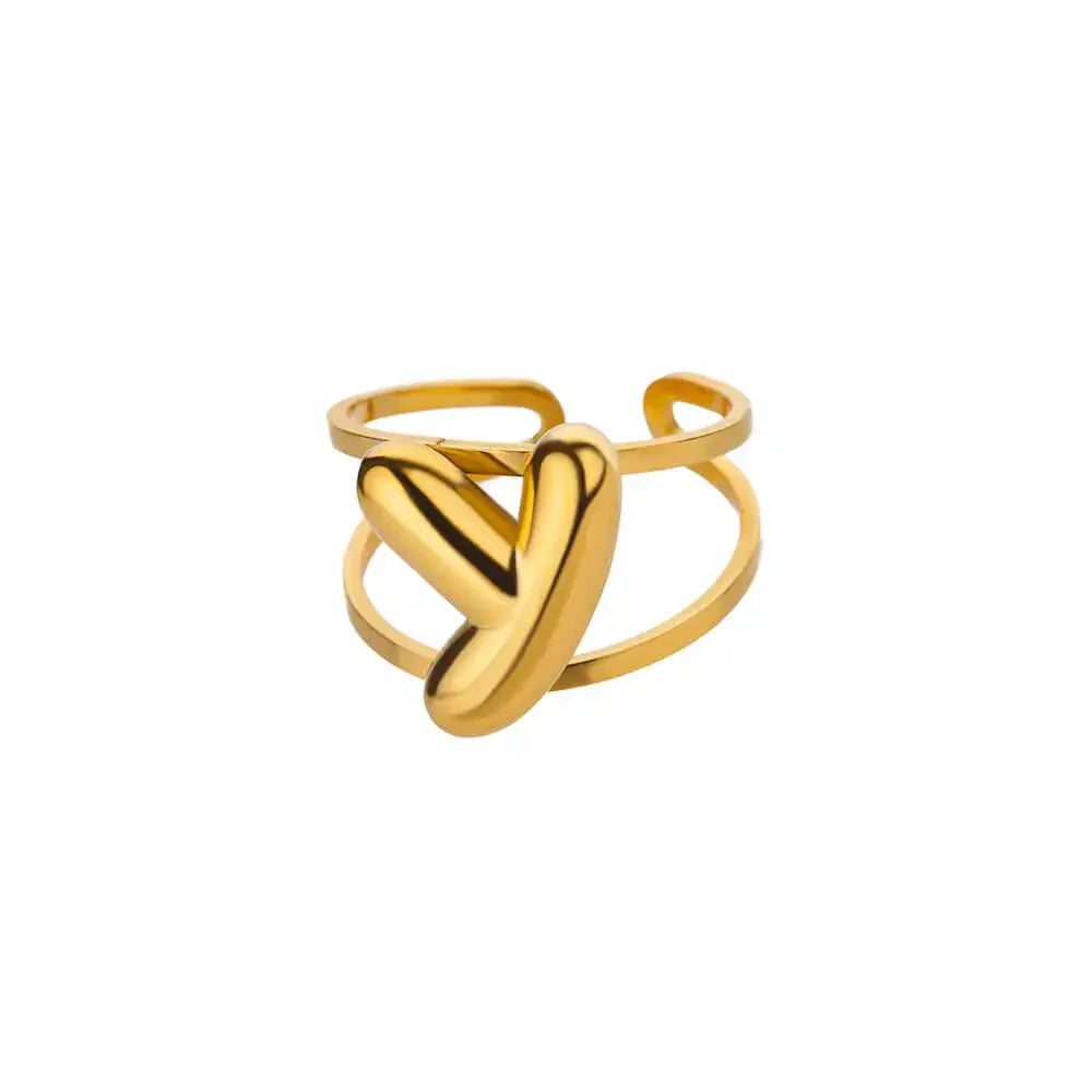 Personalized Initial Open Ring Adjustable Band
