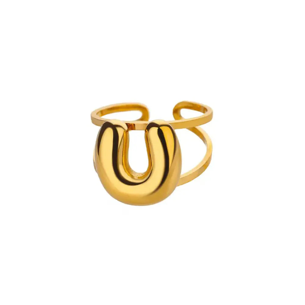 Personalized Initial Open Ring Adjustable Band