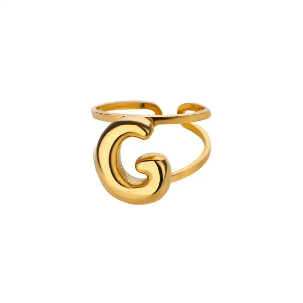 Personalized Initial Open Ring Adjustable Band