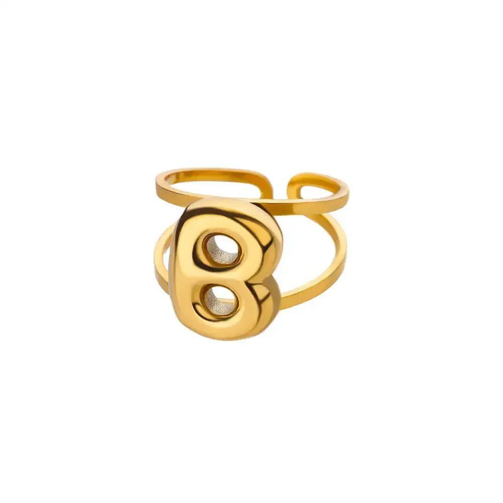 Personalized Initial Open Ring Adjustable Band