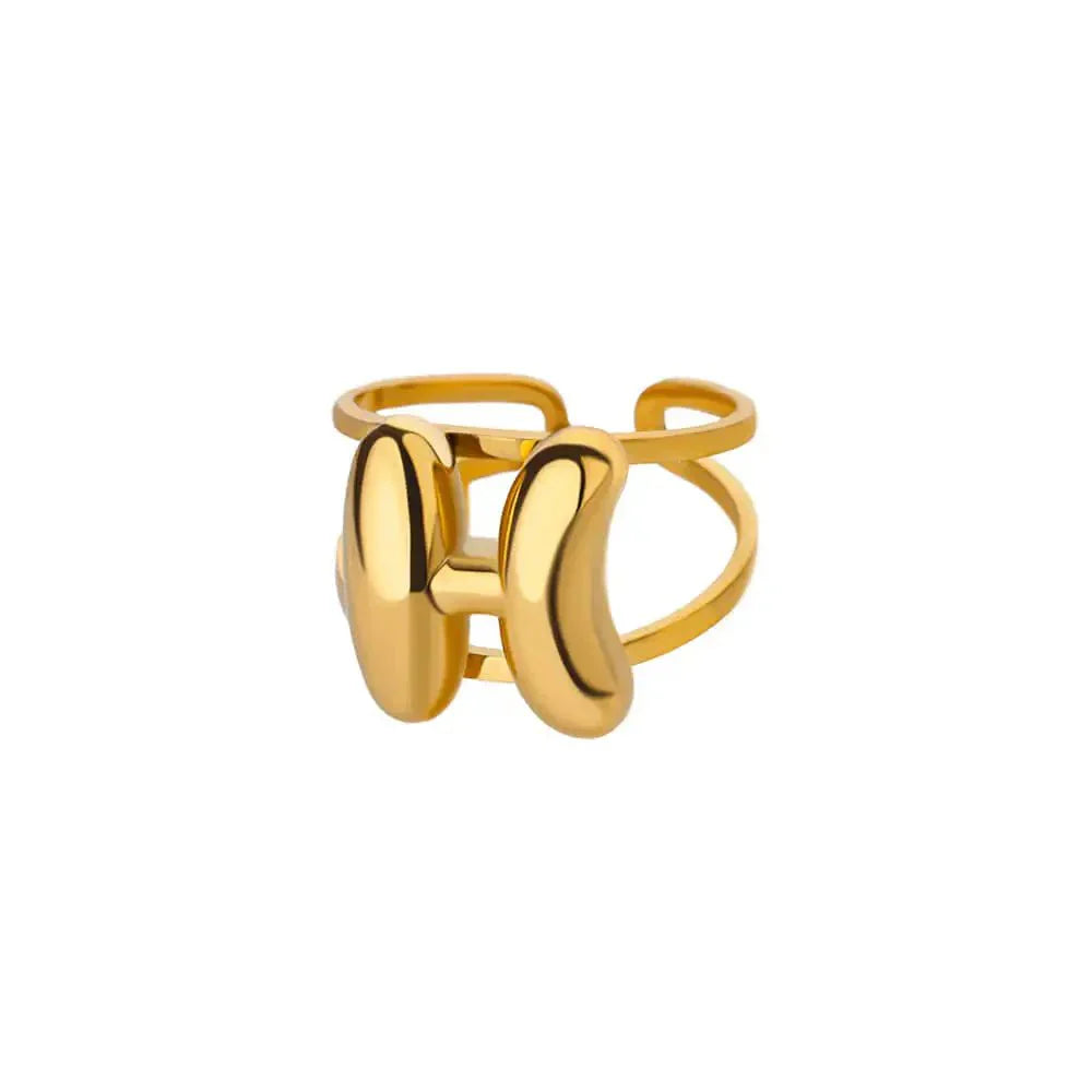 Personalized Initial Open Ring Adjustable Band