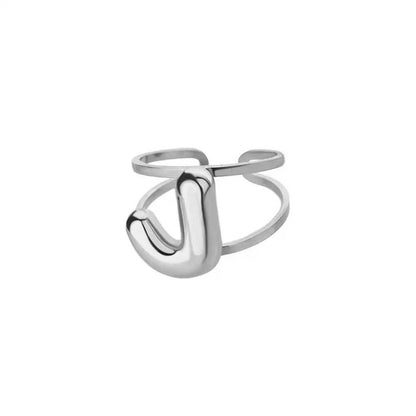 Personalized Initial Open Ring Adjustable Band