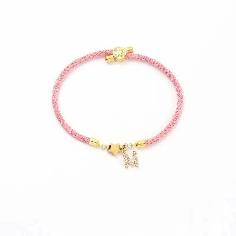 Personalized Initial Letter Adjustable Charm Bracelet
