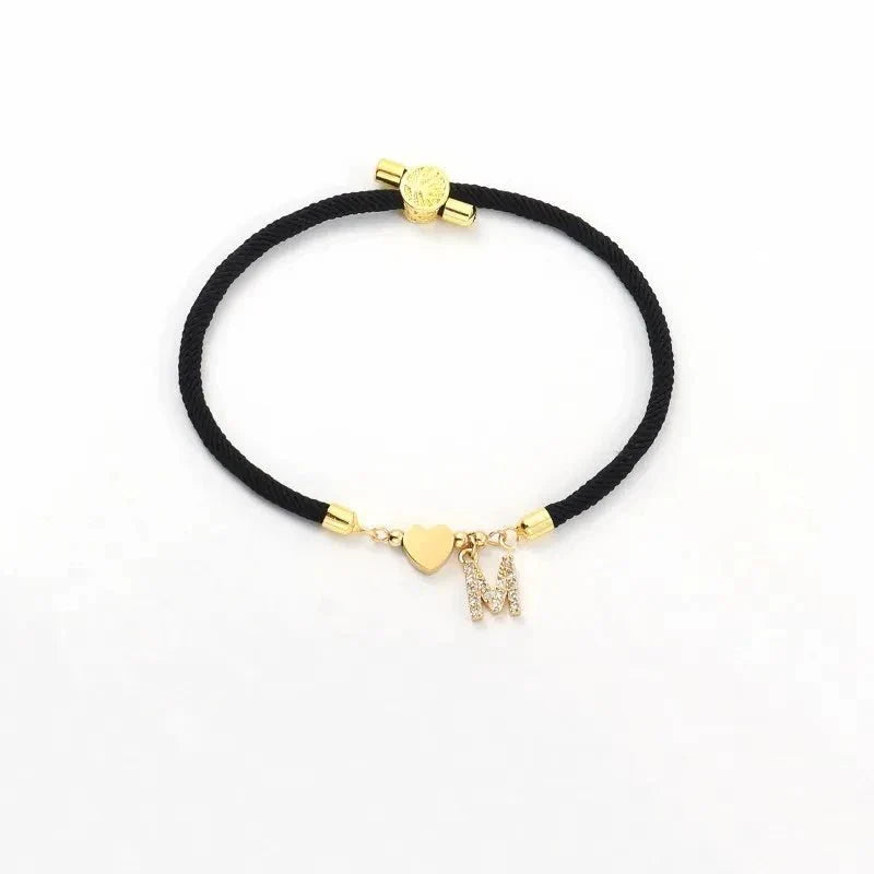 Personalized Initial Letter Adjustable Charm Bracelet