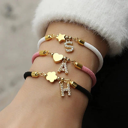 Personalized Initial Letter Adjustable Charm Bracelet - Halri