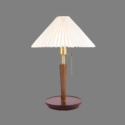 Classic Wooden Table Lamp with Fabric Shade - Halri
